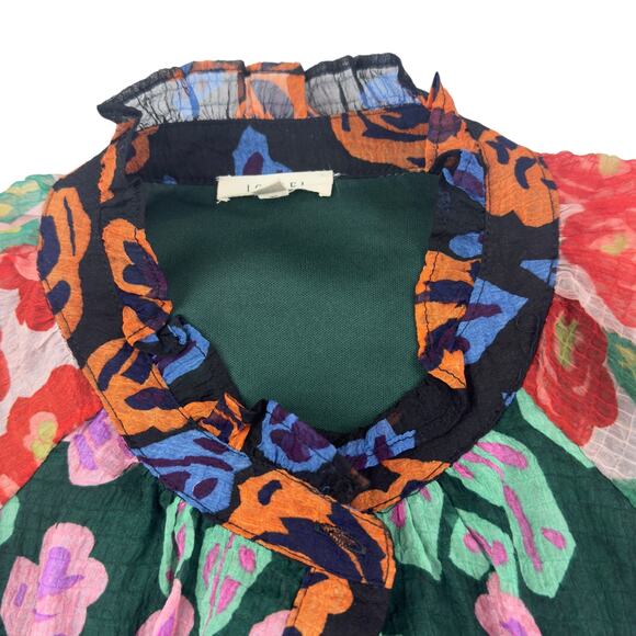 Jodifl Feminine Floral Romantic Multicolor Artsy Button Down Blouse Women's M - Picture 5 of 8